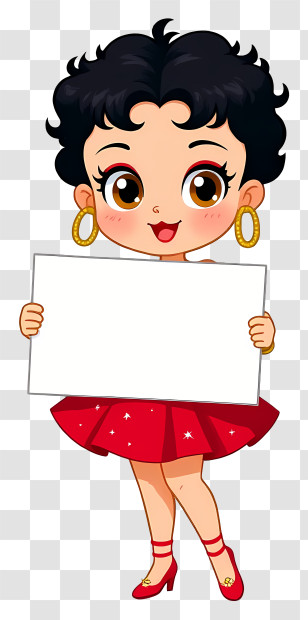 Betty Boop Holding Signboard - Cute Girl Holding Blank Sign Transparent PNG