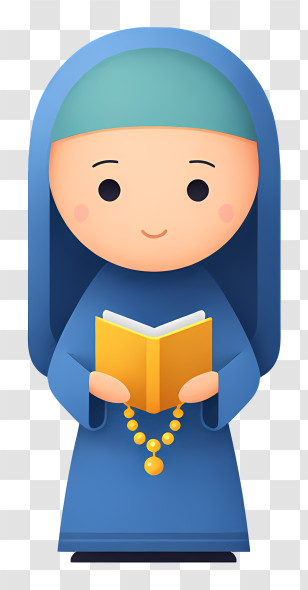 Muslim Woman With Quran - Cute Cartoon Nun Reading Transparent PNG