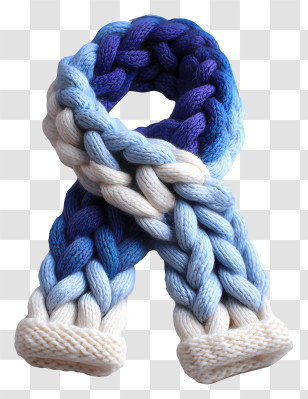 Wool Scarf Knit - Blue Gradient Chunky Scarf Transparent PNG