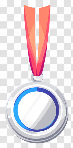 Silver Medal - Silver Medal With Red Ribbon Illustration Transparent PNG