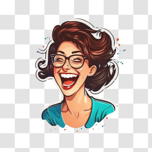 Cartoon Avatar
 - Laughing Woman With Glasses Transparent PNG