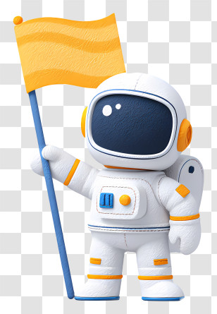 Astronaut Holding Flag - Astronaut Holding A Yellow Flag Transparent PNG