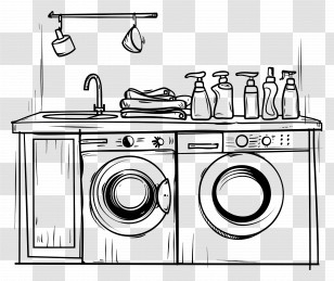 Laundry - Laundry Room Setup Sketch Illustration Transparent PNG