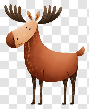 Watercolor Moose - Cartoon Moose With Antlers Transparent PNG