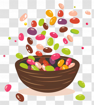 Jelly Beans - Colorful Jelly Beans In A Wooden Bowl Transparent PNG