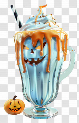 Halloween Milkshake - Halloween-Themed Pumpkin Milkshake Transparent PNG