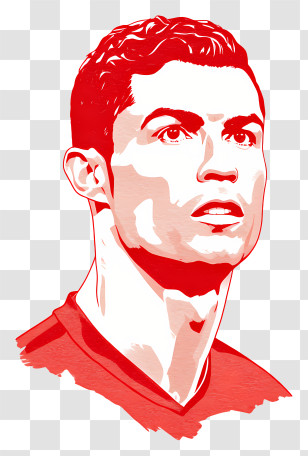 Cristiano Ronaldo - Red Portrait Illustration Transparent PNG