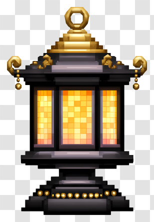 Pixelated Lantern - Vintage Pixel Art Lantern Transparent PNG