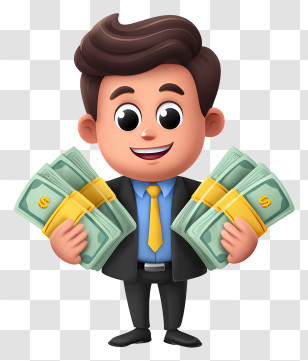 Businessman Holding Money - Cartoon Man With Money Illustration Transparent PNG