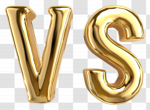 Versus - Golden Metallic VS Symbol Design Transparent PNG