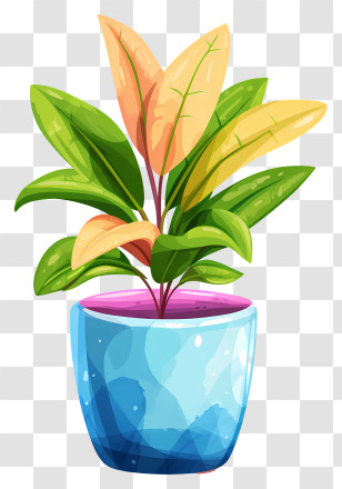 Modern Flower Pot - Vibrant Potted Plant With Colorful Leaves Transparent PNG