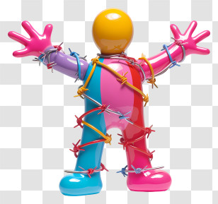 Colorful Human Figure Wrapped In Barbed Wire - Bright Colorful Human Figure Bound In Barbed Wire Transparent PNG