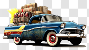 Vintage Car - Vintage Pickup Truck With Luggage Transparent PNG