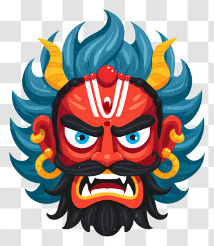 Demonic Face - Fierce Demon Face With Horns Transparent PNG