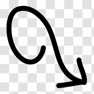 Doodle Arrow - Bold Black Curved Arrow Illustration Transparent PNG