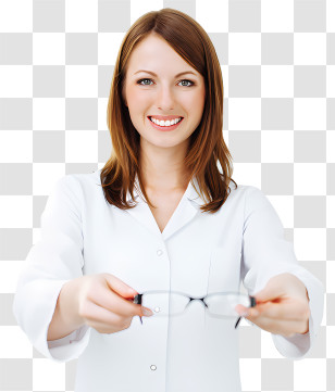 Eye Glasses - Smiling Woman Offering Glasses Transparent PNG