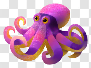 Purple Elements - Colorful Octopus With Swirling Tentacles Transparent PNG