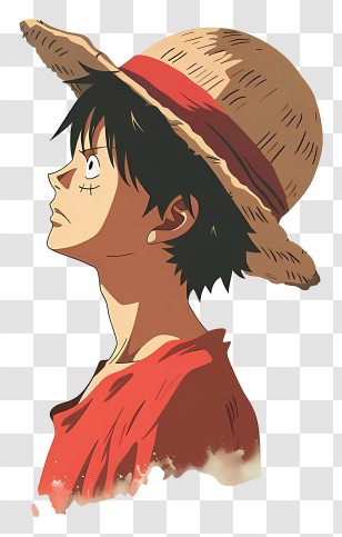 One Piece Luffy - Anime Character Wearing A Straw Hat Transparent PNG