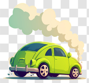 Cartoon Green Car - Green Car With Smoke Transparent PNG
