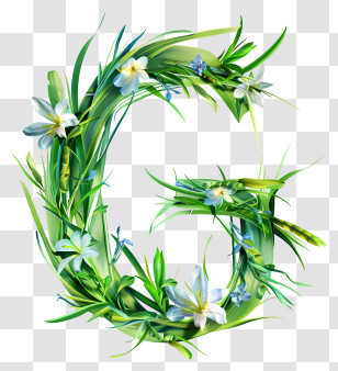 Letter G - Natural Greenery Letter G With Floral And Verdant Details Transparent PNG