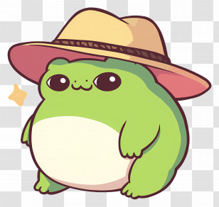Frog Sombrero - Adorable Cartoon Frog Wearing A Hat Transparent PNG