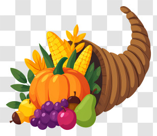 Thanksgiving Cornucopia - Autumn Cornucopia Harvest Illustration Transparent PNG