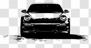 Porsche Silhouette - Sleek Black Car Illustration Transparent PNG