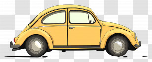 Animated Car - Yellow Vintage Car Illustration Transparent PNG