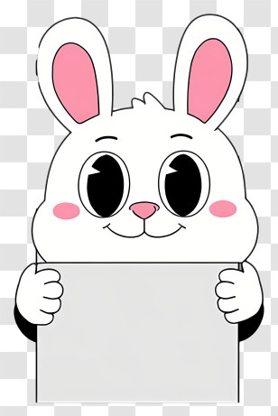 Cartoon Rabbit - White Rabbit Holding Sign Cartoon Transparent PNG