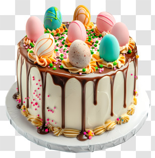 Easter Day Cake - Easter Egg Cake With Chocolate Drizzle Transparent PNG