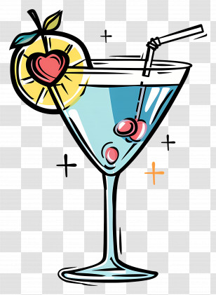 Cartoon Cocktail - Cocktail Glass With Fruit Ornament Transparent PNG