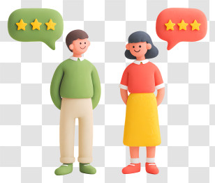 Customer Feedback - Cartoon Couple Giving Star Ratings Transparent PNG