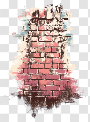 Brick Wall - Textured Brick Wall With Artistic Paint Transparent PNG