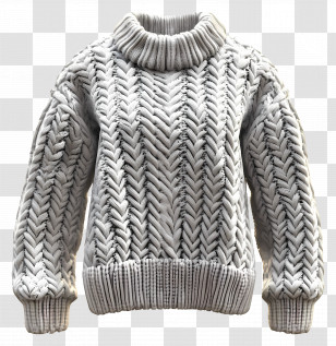 Chunky Sweater - Gray Knitted Sweater For Winter Transparent PNG