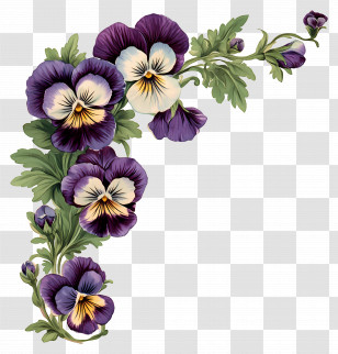 Viola Border - Corner Pansy Flowers Transparent PNG