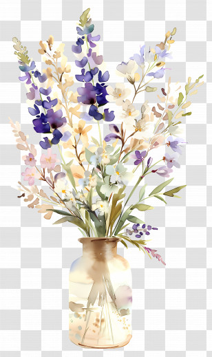 Flowers In Vase - Watercolor Flower Bouquet In Vase Transparent PNG