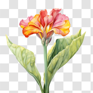 Canna Indica - Pink Canna Lily Illustration For Tropics Transparent PNG