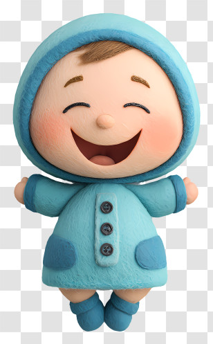 Newborn Baby Smiling - Happy Child In Blue Hood Transparent PNG
