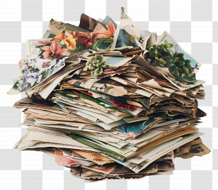 Pile Of Paper - Large Pile Of Papers With Floral Designs Transparent PNG