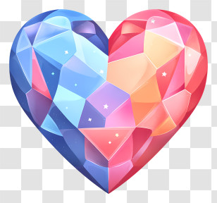 Sparkle Heart Emoji - Colorful Geometric Heart Design Transparent PNG