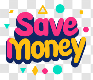 Save Money - Save Money Colorful Text Logo Transparent PNG