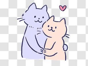 Cats - Cute Cats Hugging With A Heart Transparent PNG