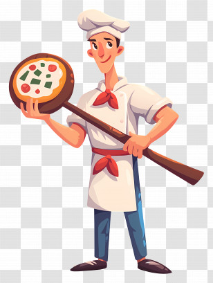 Cartoon Pizza Chef - Pizza Chef Holding A Pizza Transparent PNG