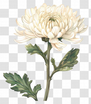 White Chrysanthemum - Beautiful White Chrysanthemum Flower Illustration Transparent PNG