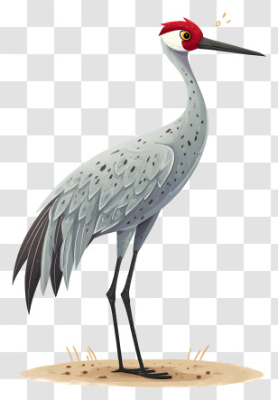 Sandhill Crane Bird - Grey Crane With Red Head Transparent PNG