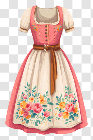 Dirndl Dress - Floral Pattern Traditional Dress Transparent PNG