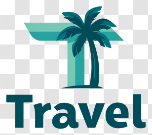 Travel Logo - Stylish Teal Palm Travel Logo Transparent PNG