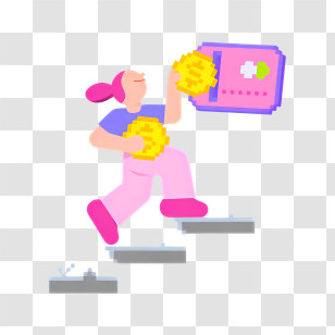 Pink Pouch - Person Collecting Coins Transparent PNG