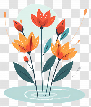 Water - Colorful Flowers In Bloom Transparent PNG