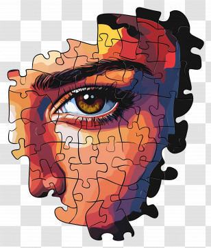Puzzle Face - Puzzle Face With Colorful Pieces Transparent PNG